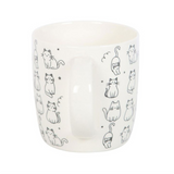 White Happy Cat Print Mug