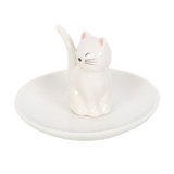 Sitting White Cat Trinket Dish
