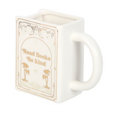 Read Books Be Kind White Book Shaped Mug