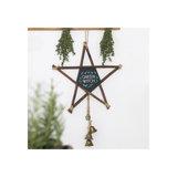 Green Witch Hanging Willow Pentagram with Bells