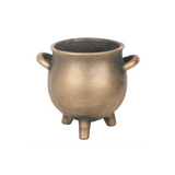 Herbal Magic Bronze Effect Terracotta Cauldron Plant Pot