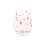 Bow and Heart Print Stemless Glass