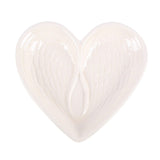 Off White Angel Wing Heart Trinket Dish