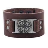Brown Celtic Shield Knot Leather Cuff Bracelet