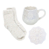 Iridescent Snowflake Mug, Coaster and Socks Set