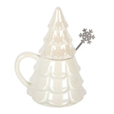 Iridescent Fir Tree Mug and Snowflake Spoon Set