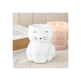 White Happy Cat Oil Burner